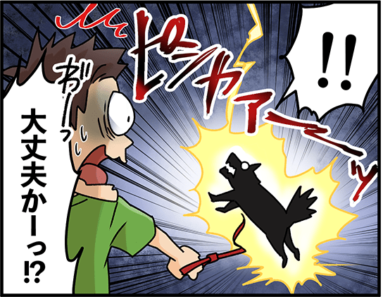 雷に撃たれる犬